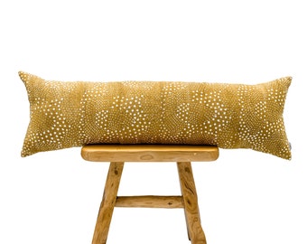 Poszewka na poduszkę Extra long Bolster, Poszewka na poduszkę African Mudcloth, Poszewka na poduszkę Extra long Lumbar, Musztardowo-żółta długa poszewka na poduszkę
