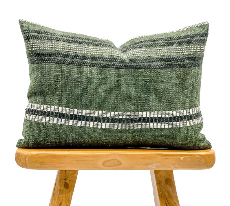 Lumbar Pillow Cover Indian Wool Pillow Cover Green Wool Etsy