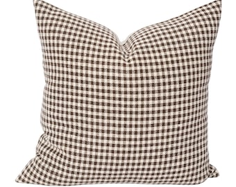 Brown gingham Pillow Cover, Brown and white pillow, Farmhouse pillow, gingham brown textured pillow, Fall Decor pillow, Farmhouse Pillow