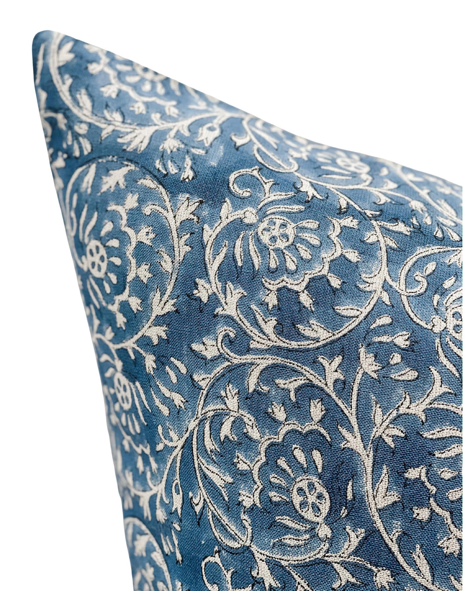 Designer Floral Indigo Blue on Natural Linen Pillow Cover Etsy