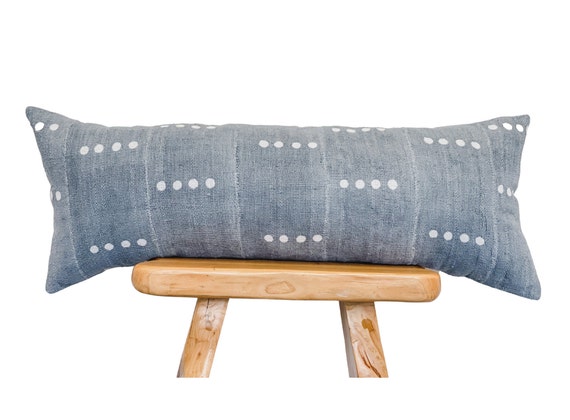 Extra Long Lumbar Pillow, African Pillow, Blue Grey Mudcloth Pillow, Bolster  Pillow Cover 14x36, Sofa Cushion Throw Pillow, Farmhouse Pillow 