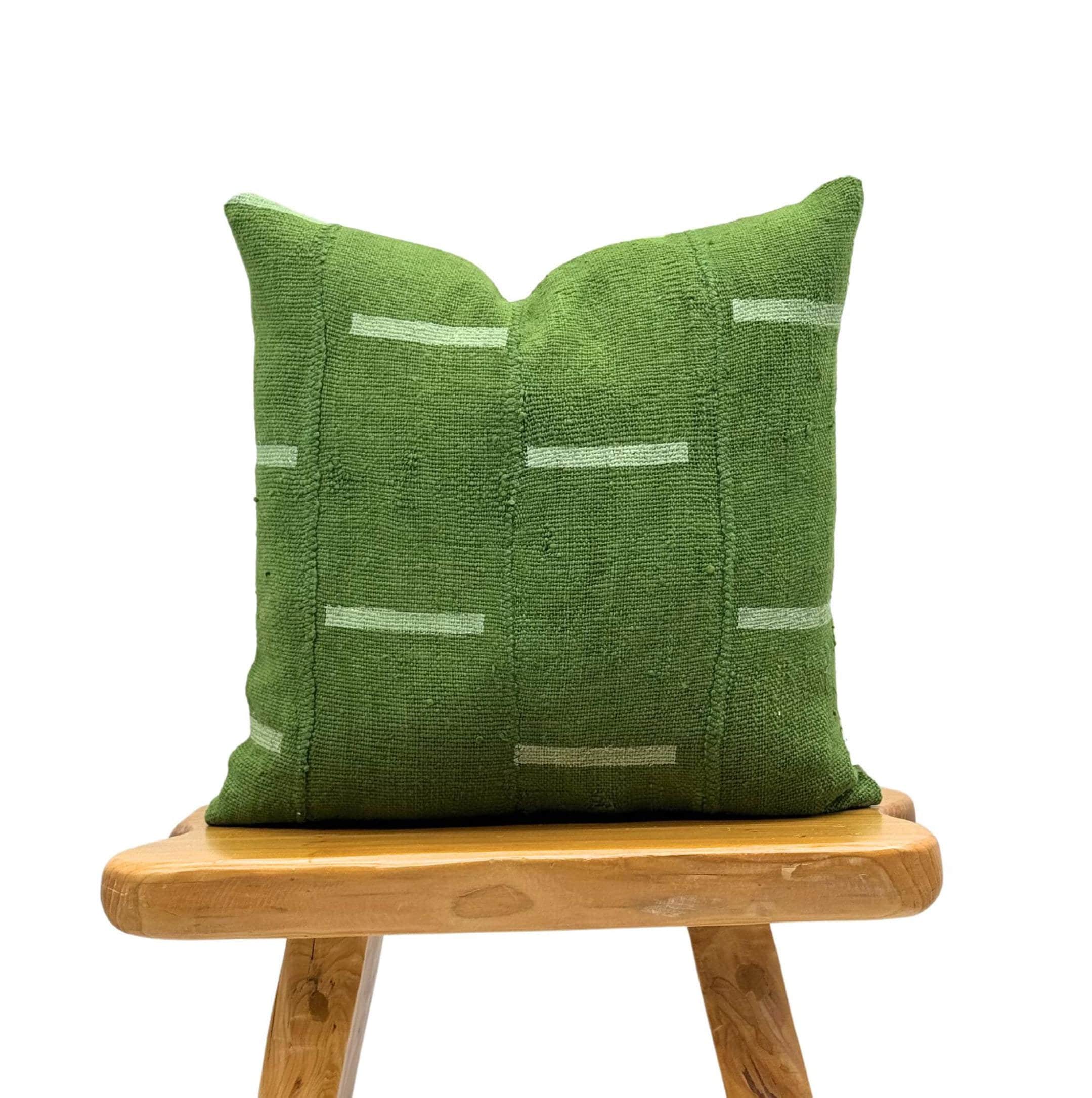 Green Mudcloth Pillow Cover 20x20, White pattern on green Pillow Cover, Authentic Throw Pillow, Cushion Cover, African Pillow