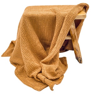 Oversized Linen Cotton Waffle Throw Blanket image 5