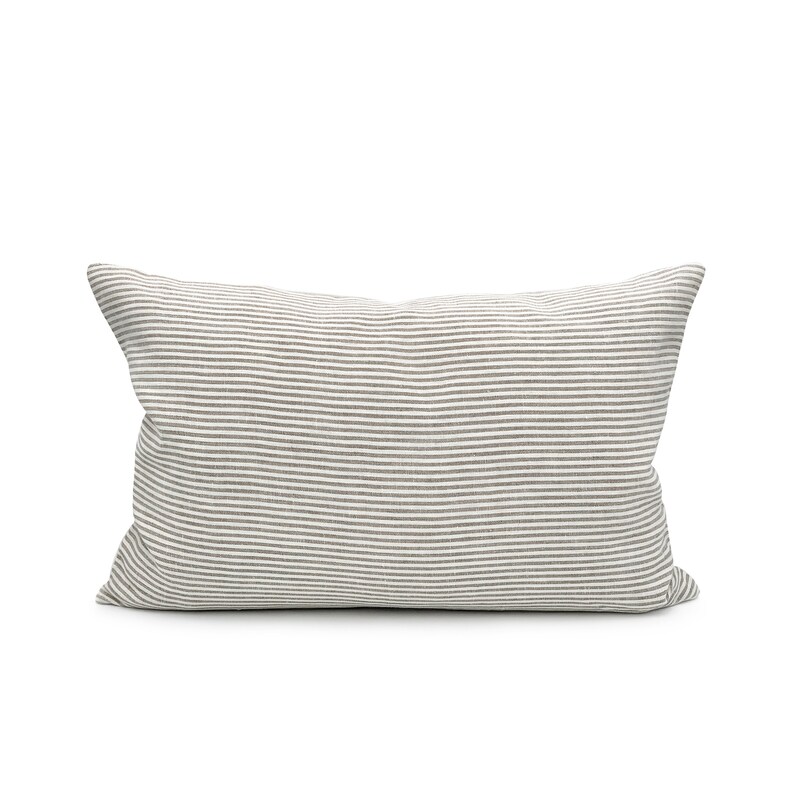 Taupe and White Pillow Covers 20x20 Striped Linen Pillow Etsy