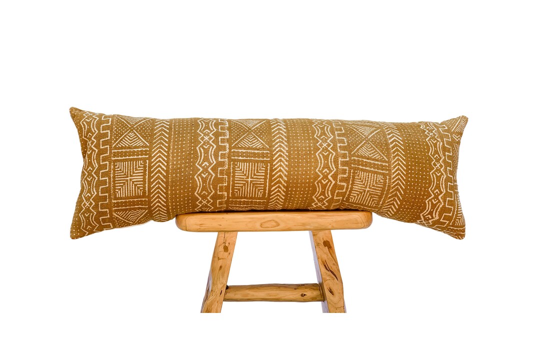 Extra Long Bolster Pillow, African Mudcloth Pillow Cover, Extra Long Lumbar Pillow, Long Pillow