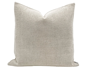 Handwoven Cotton and Linen in Creamy Oatmeal, Neutral Decor pillow, Rustic Woven Textured Pillow, Ivory Pillow, Farmhouse Pillow
