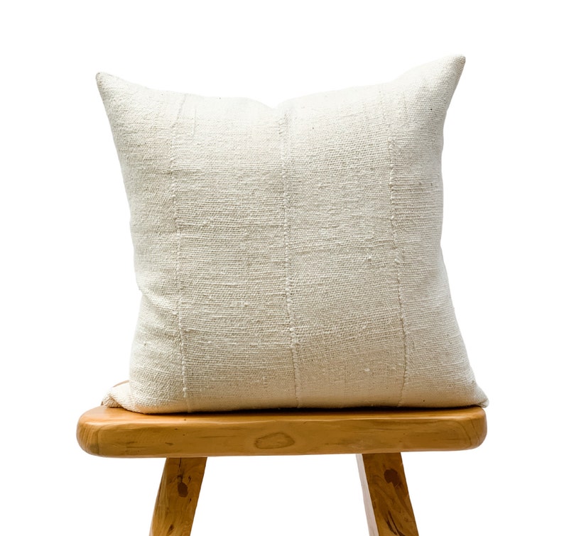 White Mudcloth Pillow Cover 22x22 White Pillow Farmhouse image 0