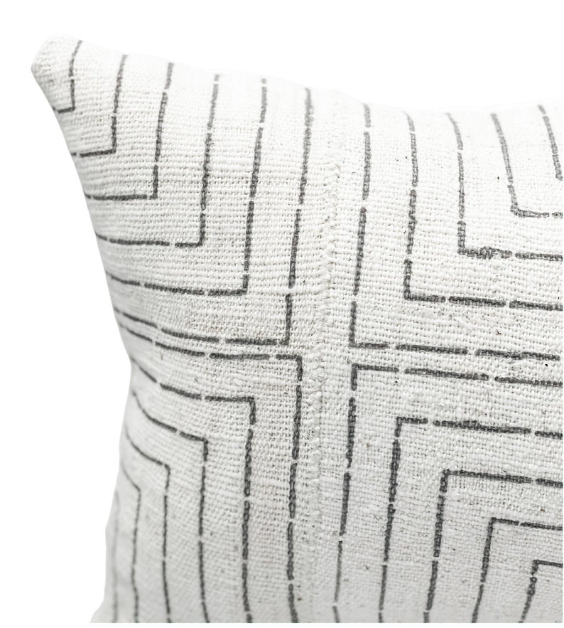 Extra Long Lumbar Pillow Cover Cream White Mudcloth Pillow Etsy