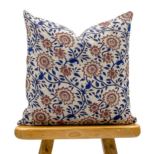 Decorative Blue Floral Pillow Cover in Covington Venus Etsy