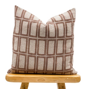 Striped Terra Cotta on Natural Linen Pillow Cover, Terra Cotta Rust Pillow cover, Boho Pillow, Decorative Throw Pillow, Striped pillow cover