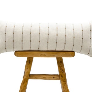 Extra Long Lumbar Pillow Cover, Bolster Pillow, Hmong Pillow, Ethnic Cream White with beige textured stripes pillow 14x36, Neutral pillow