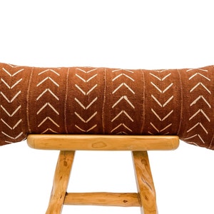 Extra long Bolster Pillow Cover, African Mudcloth Pillow Cover, Extra Long Lumbar Pillow, Rust Brown Long Pillow Cover