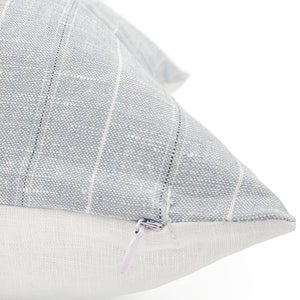 Blue Linen Striped Decorative Pillow Cover // Sofa Lumbar Pillow Cover Cushion Cover image 2