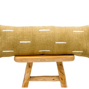 Extra Long Lumbar Pillow, African Pillow, Mustard Mudcloth Pillow, One of a kind Decorative Pillow Cover, Sofa Cushion Throw Pillow image 1