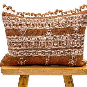 Lumbar Pillow Cover, Indian Wool Pillow Cover, Rust and white Wool Pillow, terra cotta rust and White Pillow Cover, Pillow for fall decor
