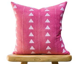 Authentic African Pillow, Pink Mudcloth Pillow, Pink and White Pillow Cover, Throw Pillow cover 20x20, Sofa Cushion, Farmhouse pillow