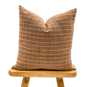 Handwoven Windowpane Terracotta Rust pillow cover, Farmhouse Pillow Cover, Rust Brown Pillow Cover, Plaid Pillow Cover
