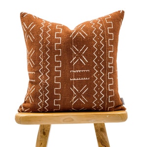 Mudcloth Pillow Cover, African Pillow, Rust And White Mudcloth Cushion| Fall Decor Pillow| Brown Throw Pillow, Mud Cloth Pillow