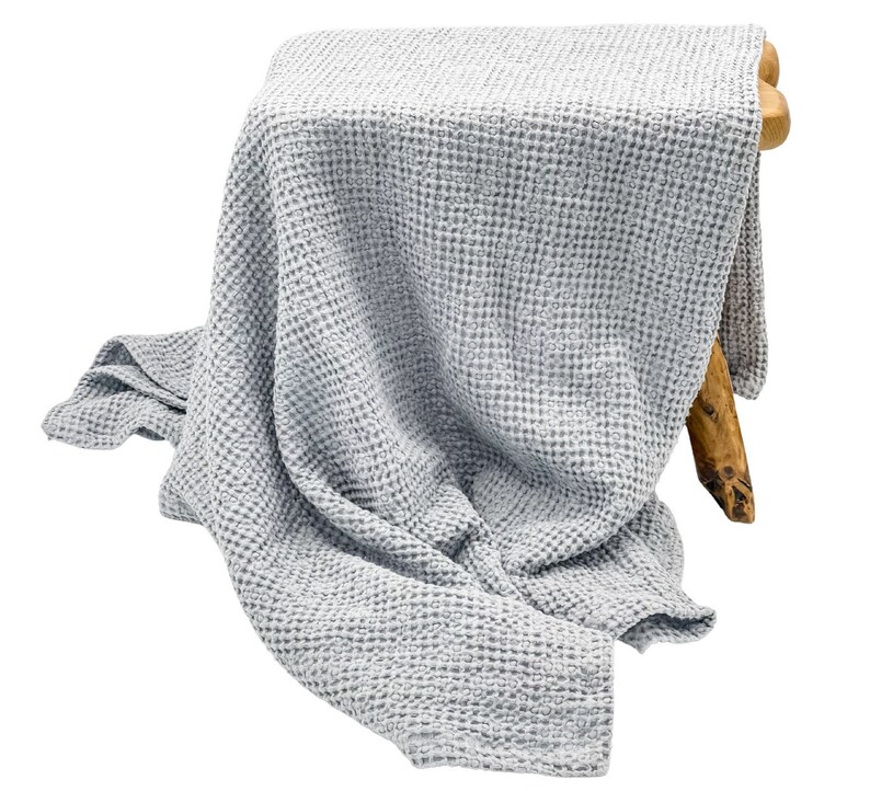 Oversized Linen Cotton Waffle Throw Blanket image 7