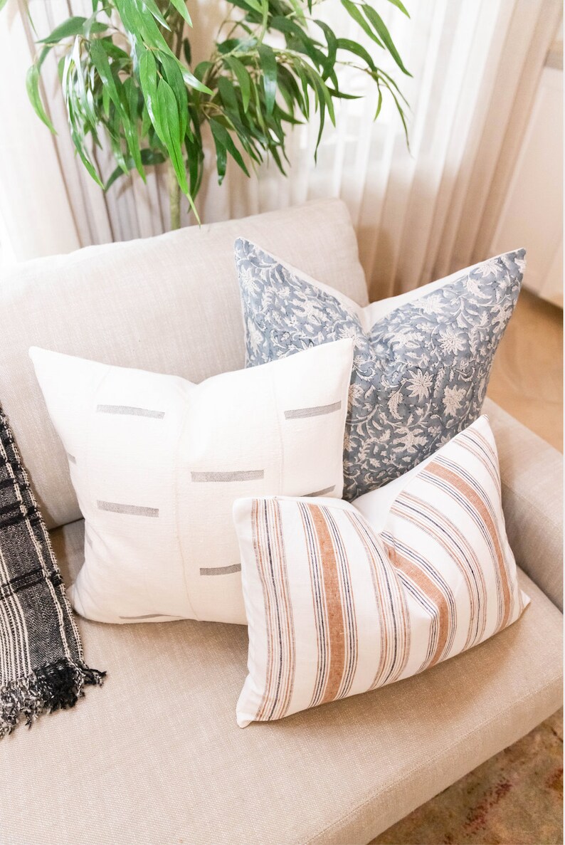 Designer Striped Handwoven Linen Pillow Cover, Tan brown stripes Pillow cover, Boho Pillow, Decorative Throw Pillow, Handloomed pillow cover image 8