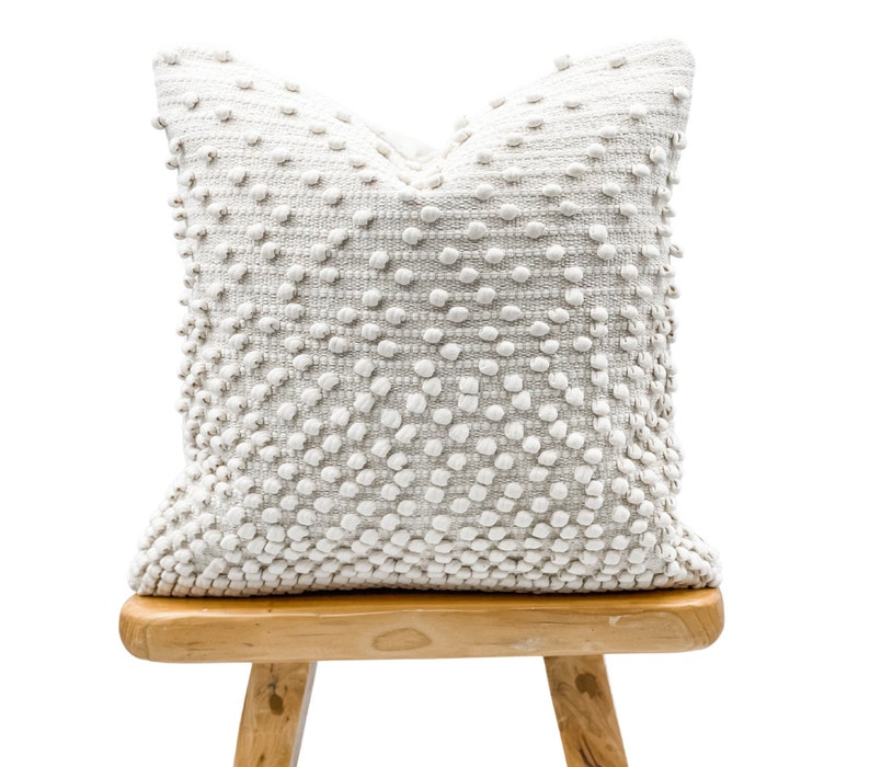 Handwoven pillow Cover modern pillow Cream White textured image 0