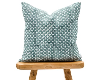 Designer Floral Indigo Blue on Natural Linen Pillow Cover, Teal Blue Pillow cover, Boho Pillow, Decorative Throw Pillow, Floral pillow cover