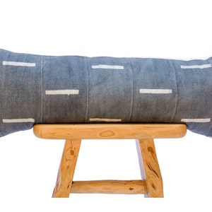 Extra long Bolster Pillow, African Mudcloth Pillow Cover, Extra Long Lumbar Pillow, Long Blue grey and white Cushion, Pillow cover 14x36