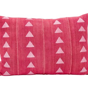Authentic African Pillow, Lumbar Pillow, Pink Mudcloth Pillow, Pink and White triangles Pillow Cover , Throw Pillow cover, Cushion 14x20 image 4