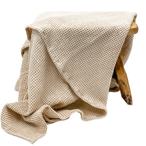 Oversized Linen Cotton Waffle Throw Blanket image 4