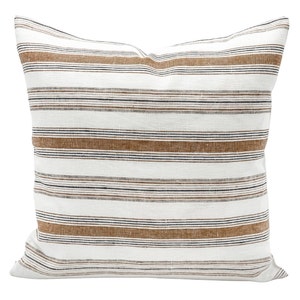 Designer Striped Handwoven Linen Pillow Cover, Tan brown stripes Pillow cover, Boho Pillow, Decorative Throw Pillow, Handloomed pillow cover image 5
