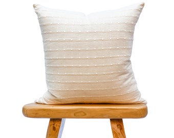 Off white Cream Striped Woven Pillow Cover, Neutral pillow, White hmong pillow, Cream white pillow, Farmhouse pillow, White textured pillow