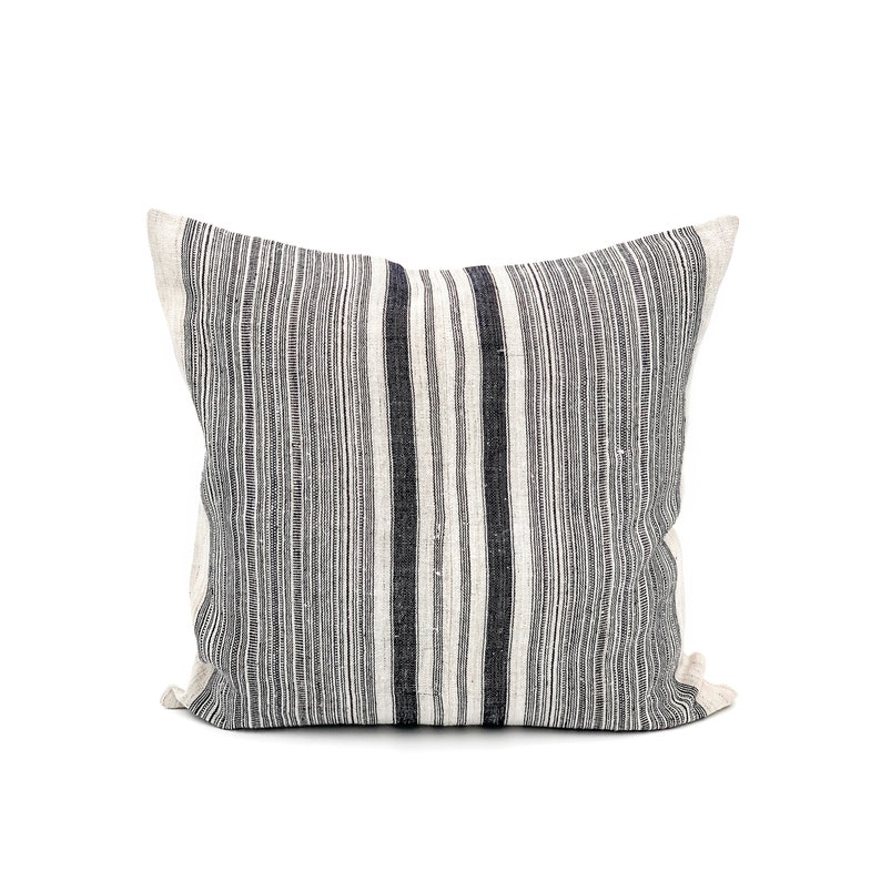 Navy and White Stripe Pillow Cover 22x22 Boho Woven Pillow Etsy