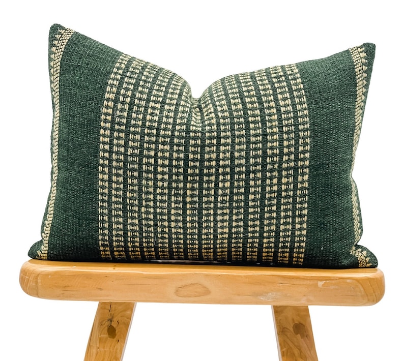 Lumbar Pillow Cover Indian Wool Pillow Cover Green Wool Etsy