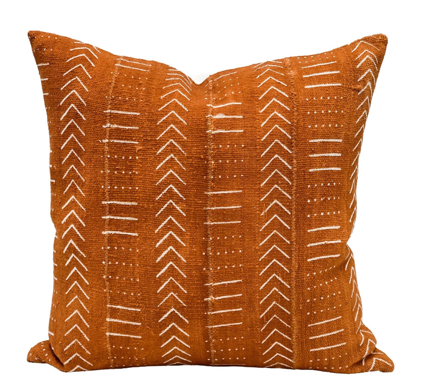 Authentic African Pillow Handwoven Mudcloth Pillow Rust With Etsy