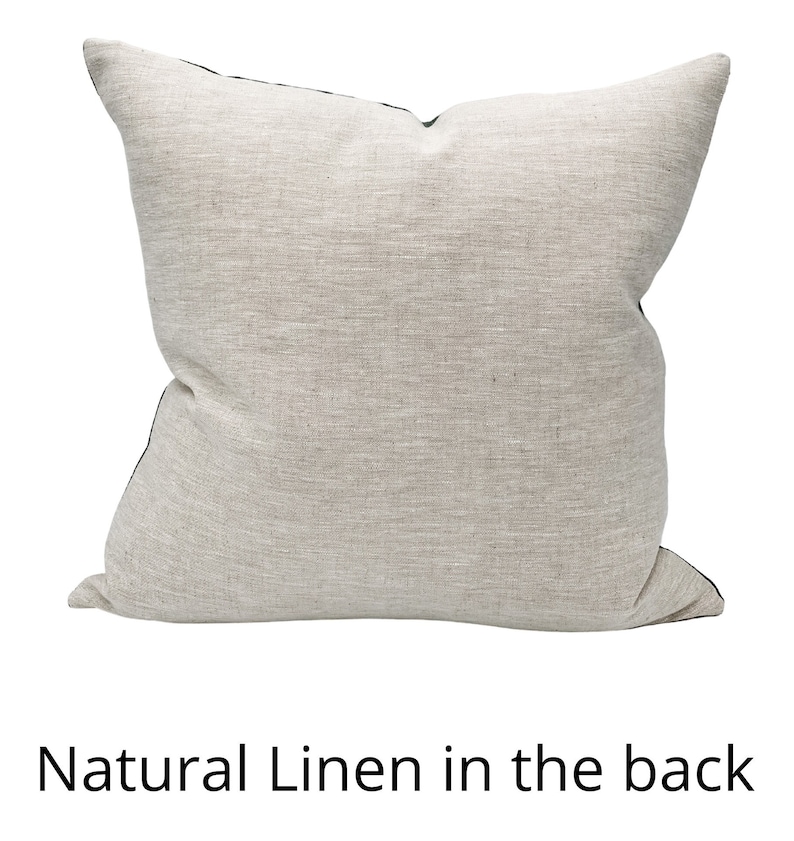 Pu&ograve; includere: Un cuscino quadrato in lino di colore neutro. Il cuscino ha un aspetto strutturato e un colore naturale. Il retro del cuscino &egrave; di un colore pi&ugrave; scuro. Il testo "Natural Linen in the back" si trova nella parte inferiore dell'immagine.