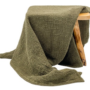 Oversized Linen Cotton Waffle Throw Blanket image 6