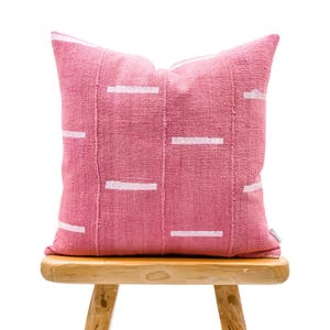 Authentic African Pillow, Pink Mudcloth Pillow, Pink and White Pillow Cover, Throw Pillow cover 20x20, Sofa Cushion, Farmhouse pillow