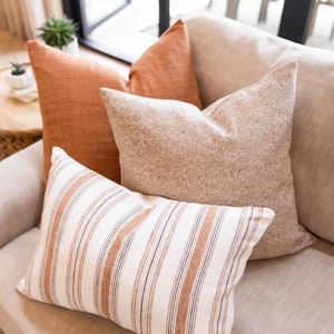 Designer Striped Handwoven Linen Pillow Cover, Tan brown stripes Pillow cover, Boho Pillow, Decorative Throw Pillow, Handloomed pillow cover image 10