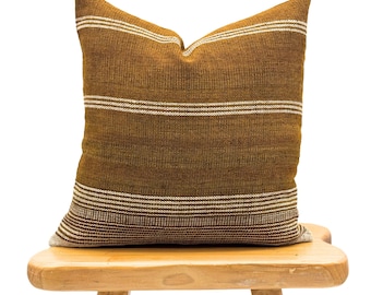 Vintage Indian Wool Pillow Cover, Mustard Wool Pillow, Yellow Saffron and White  Pillow Cover 22x22, Farmhouse pillow, High End pillow