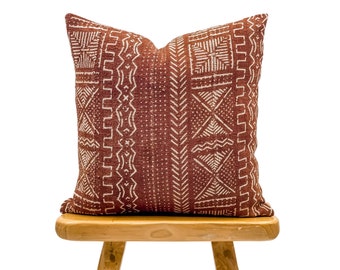 Farmhouse Pillow cover, African Pillow, Mudcloth Pillow, Rust Brown Pillow Cover| Throw Pillow cover, Sofa Cushion, fall decor pillow 20x20