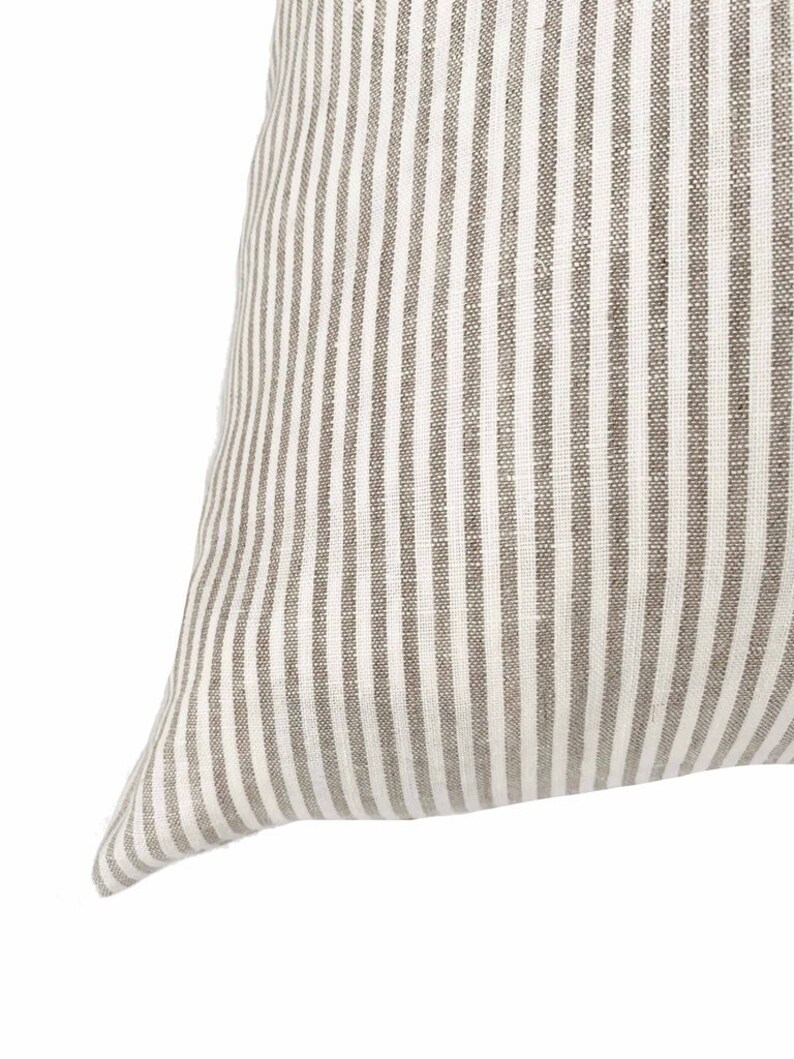 Taupe and White Pillow Covers 20x20 Striped Linen Pillow Etsy