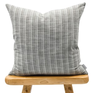 Grey Green with Black Stripes Woven Pillow Cover, Neutral pillow, Grey hmong pillow, Sage Green pillow cover, Farmhouse pillow cover