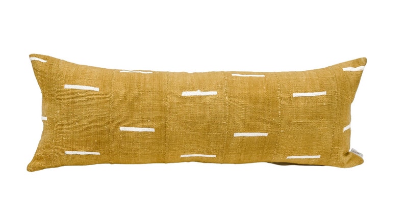 Extra Long Lumbar Pillow, African Pillow, Mustard Mudcloth Pillow, One of a kind Decorative Pillow Cover, Sofa Cushion Throw Pillow image 4