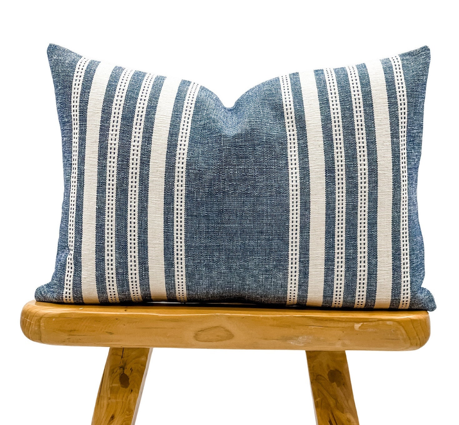 Blue and white striped lumbar pillow new arrivals