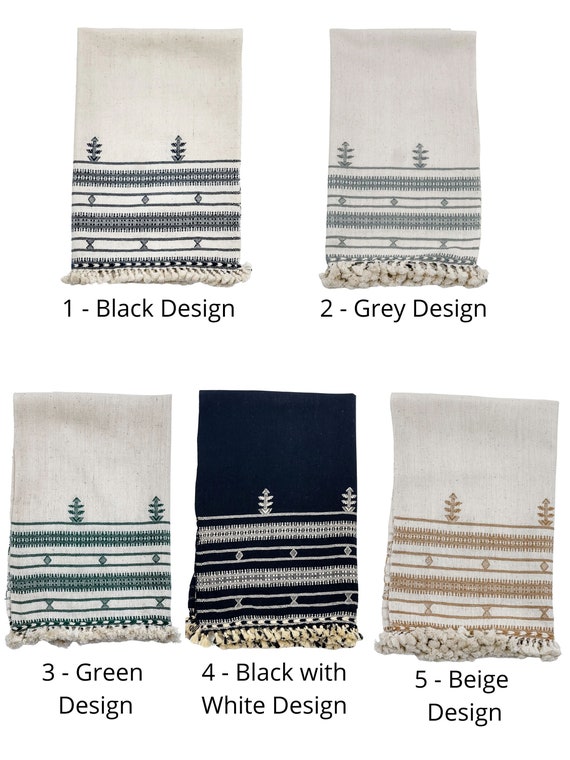 Hand woven Striped Kitchen Towels | Black & Gray