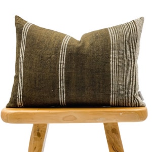 Lumbar Pillow Cover, Indian Wool Pillow Cover, Brown Wool Pillow, Brown and White Pillow Cover 14x20, Lumbar Pillow 14x20, Farmhouse pillow