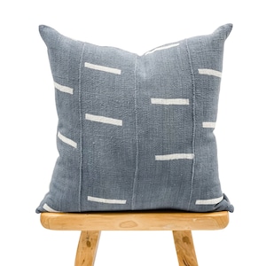 Farmhouse Pillow || African Pillow, Mudcloth Pillow, Blue Grey Pillow Cover| Throw Pillow cover, Sofa Cushion, fall decor 22x22