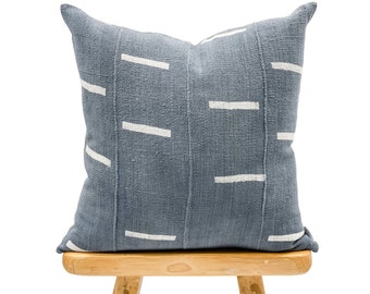 Farmhouse Pillow || African Pillow, Mudcloth Pillow, Blue Grey Pillow Cover| Throw Pillow cover, Sofa Cushion, fall decor 22x22