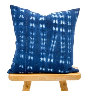 Authentic African Pillow, Handwoven Mudcloth Pillow,Indigo Blue with White Abstract Pillow Cover| Throw Pillow cover, Indigo pillow 20x20