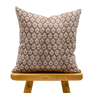 Designer Terracotta rust on Natural Linen Pillow Cover, Rust brown Pillow cover, Boho Pillow, Farmhouse Pillow, Floral pillow, Fall decor